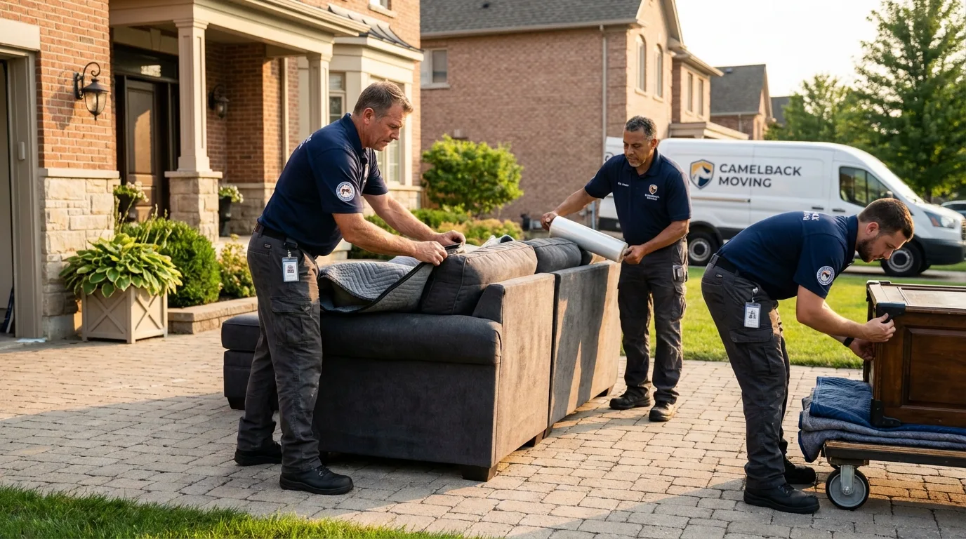 Large estate moving crew wrapping furniture in Andrews, TX